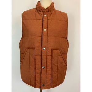 Vintage Burnt Sienna Grunge Puffy Vest w/ Pockets